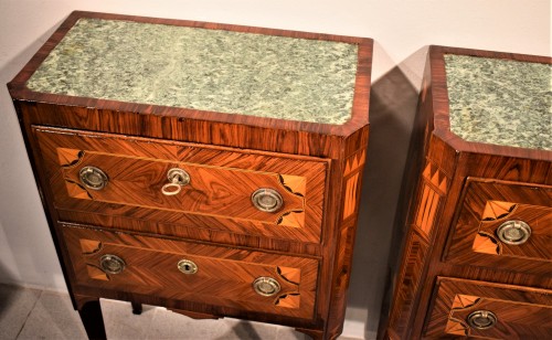 Antiquités - Paire de petite commode Louis XVI - Italie XVIIIe